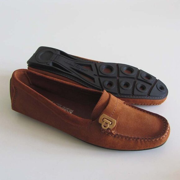 new FERRAGAMO rust suede Gancio driver loafers 7 1/2 B Italy - Picture 2 of 7